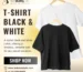 t-shirt black and white